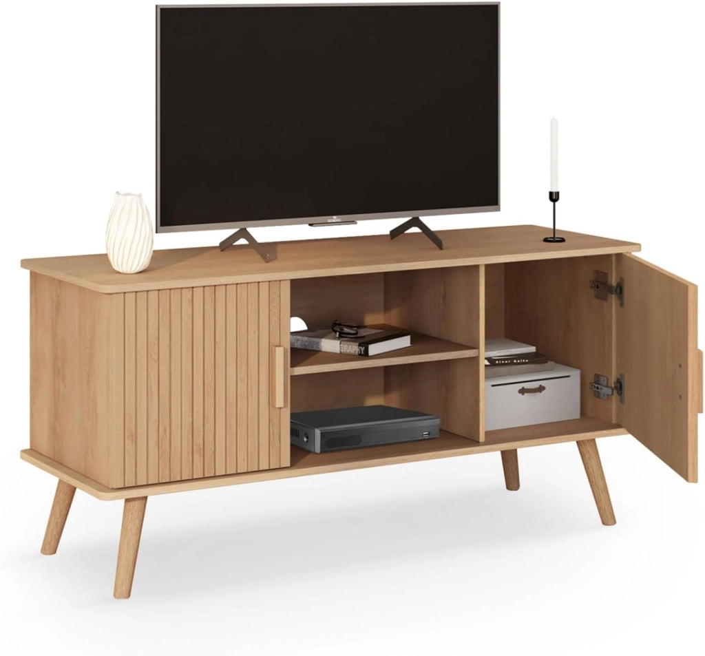 Mobile TV JULIETTE 110 cm con 2 ante a doghe color rovere