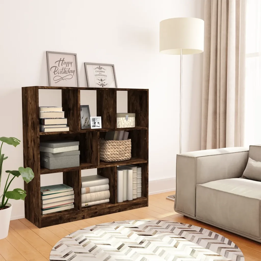 Libreria-Scaffale per Libri-Mobile di Stoccaggio Rovere Fumo 97,5x29,5x100 cm in Legno Multistrato