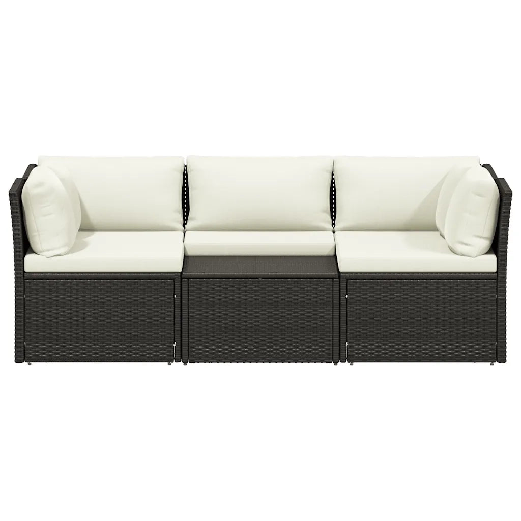 Set Divani da Giardino 4 pz con Cuscini in Polyrattan Marrone 47810