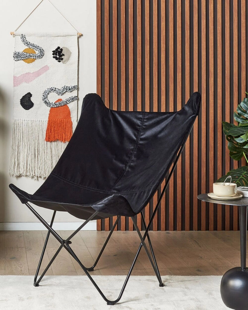 Sedia a farfalla in velluto di colore bianco soggiorno camera da letto design moderno