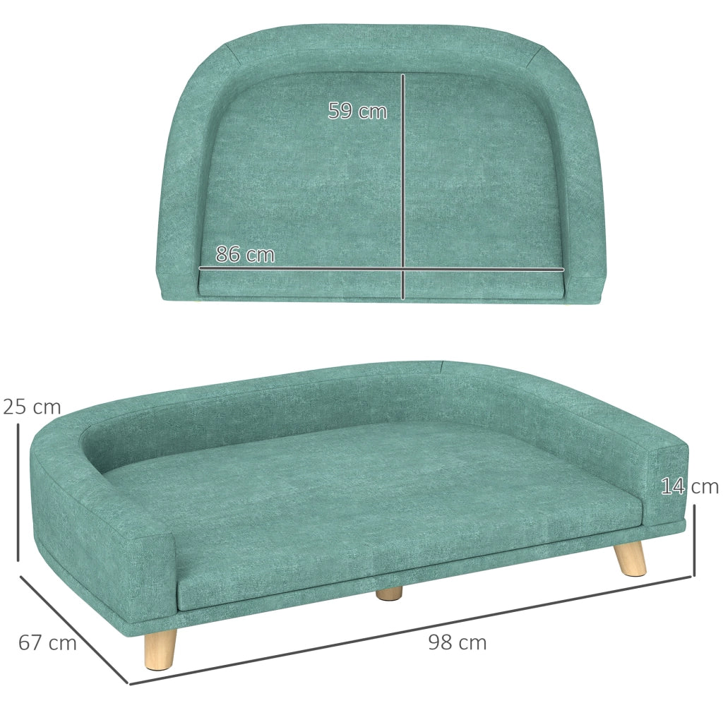 DIVANO PER CANI 98x67x25 cm Verde in poliestere