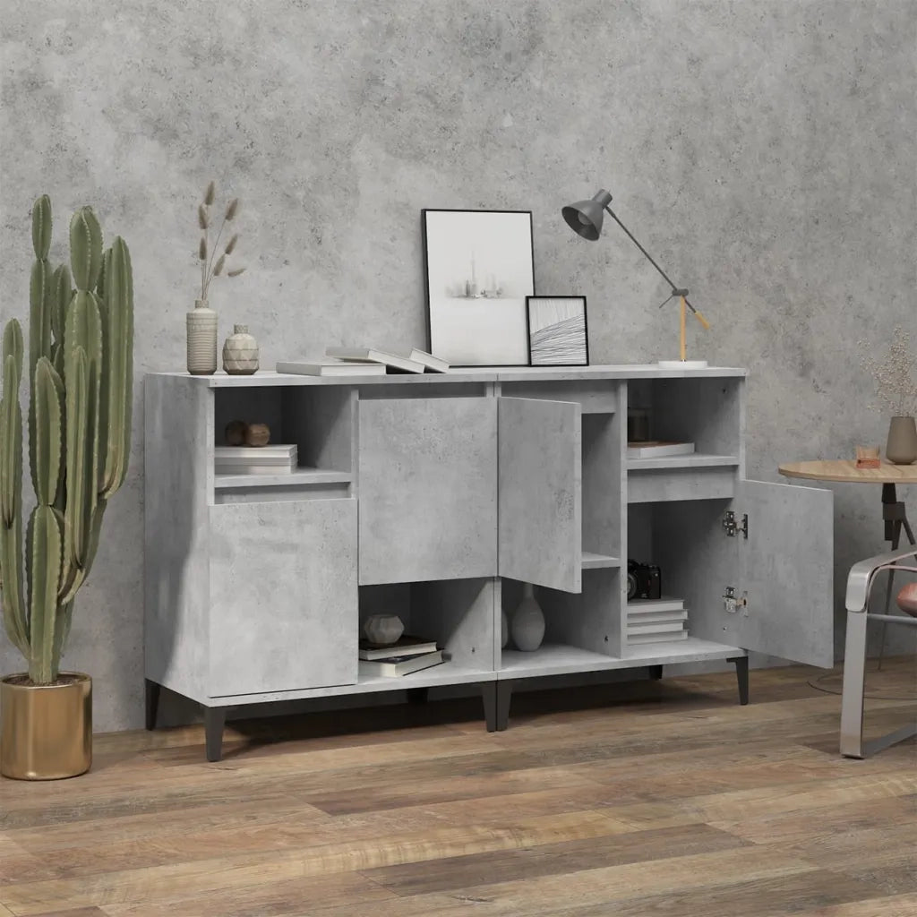 Credenze 2pz | Madia | Buffet da pranzo | Armadio da pranzo Grigio Cemento 60x35x70 cm in Legno Multistrato