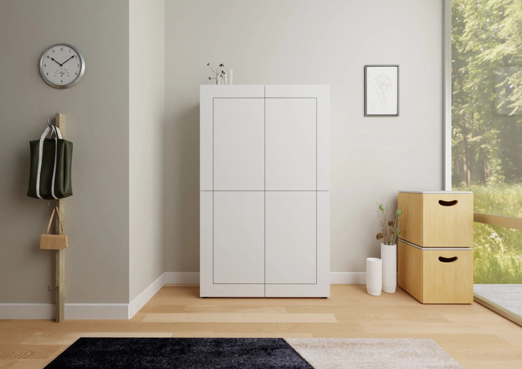 Credenza alta 4 ante 100x35x165 cm Elios bianco lucido