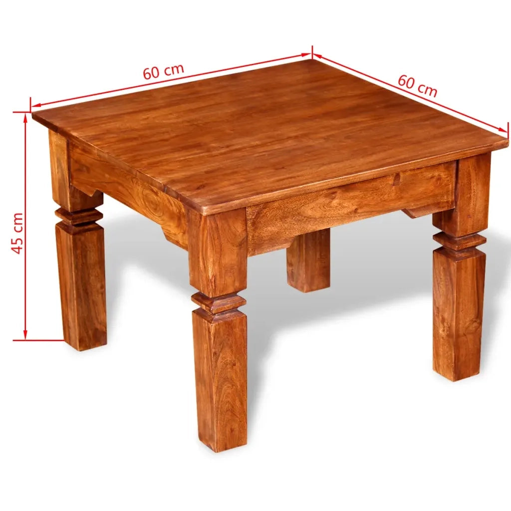 Tavolino da Salotto in Legno Massello 60x60x45 cm 244048