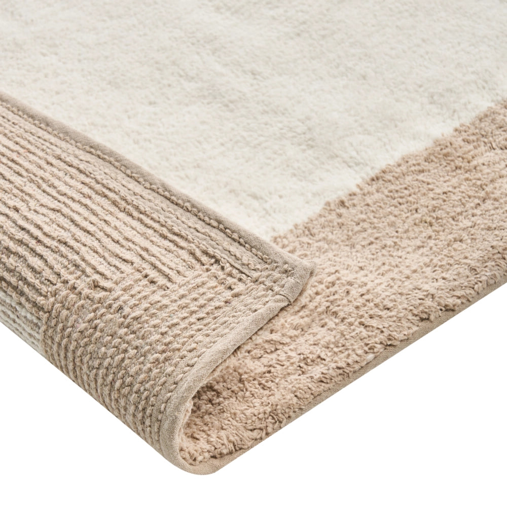 Tappeto da bagno moderno in cotone rettangolare 60 x 90 cm con motivo decorativo Accessori da bagno marrone e beige