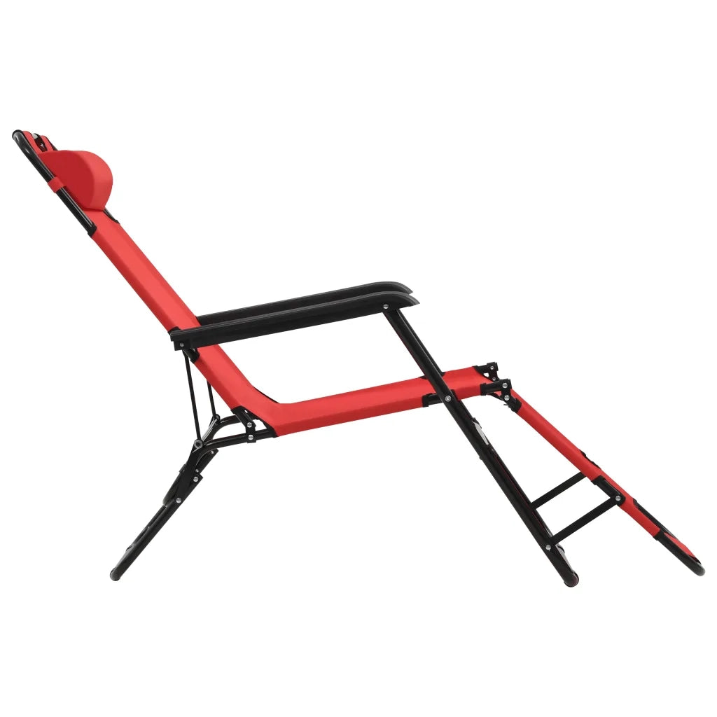 Lettini Prendisole 2 pz Pieghevoli e Poggiagambe Acciaio Rosso cod mxl 23994