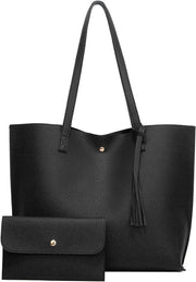 Borsa da donna con grande capacità e tasca per portatile, in PU, impermeabile.