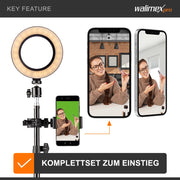 Walimex Set green screen per studio fotografico, sfondo verde, treppiedi, ring light, microfono per foto e video, incl accessori