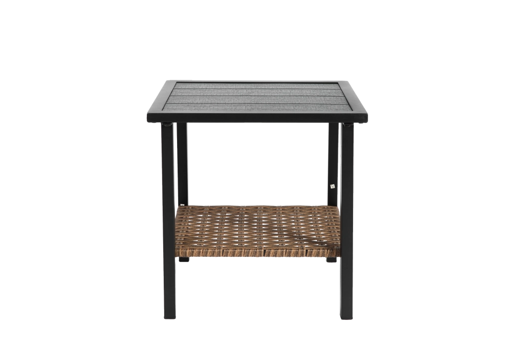 Set da esterno 3 pezzi con 2 poltrone a dondolo girevoli 360° e tavolino; rattan PE marrone/grigio