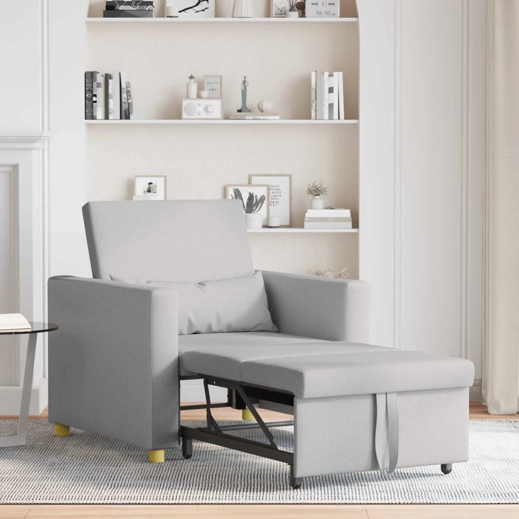 Divano letto | Sof¨¤ letto | Letto singolo estraibile singolo con ruote Grigio nuvola Tessuto