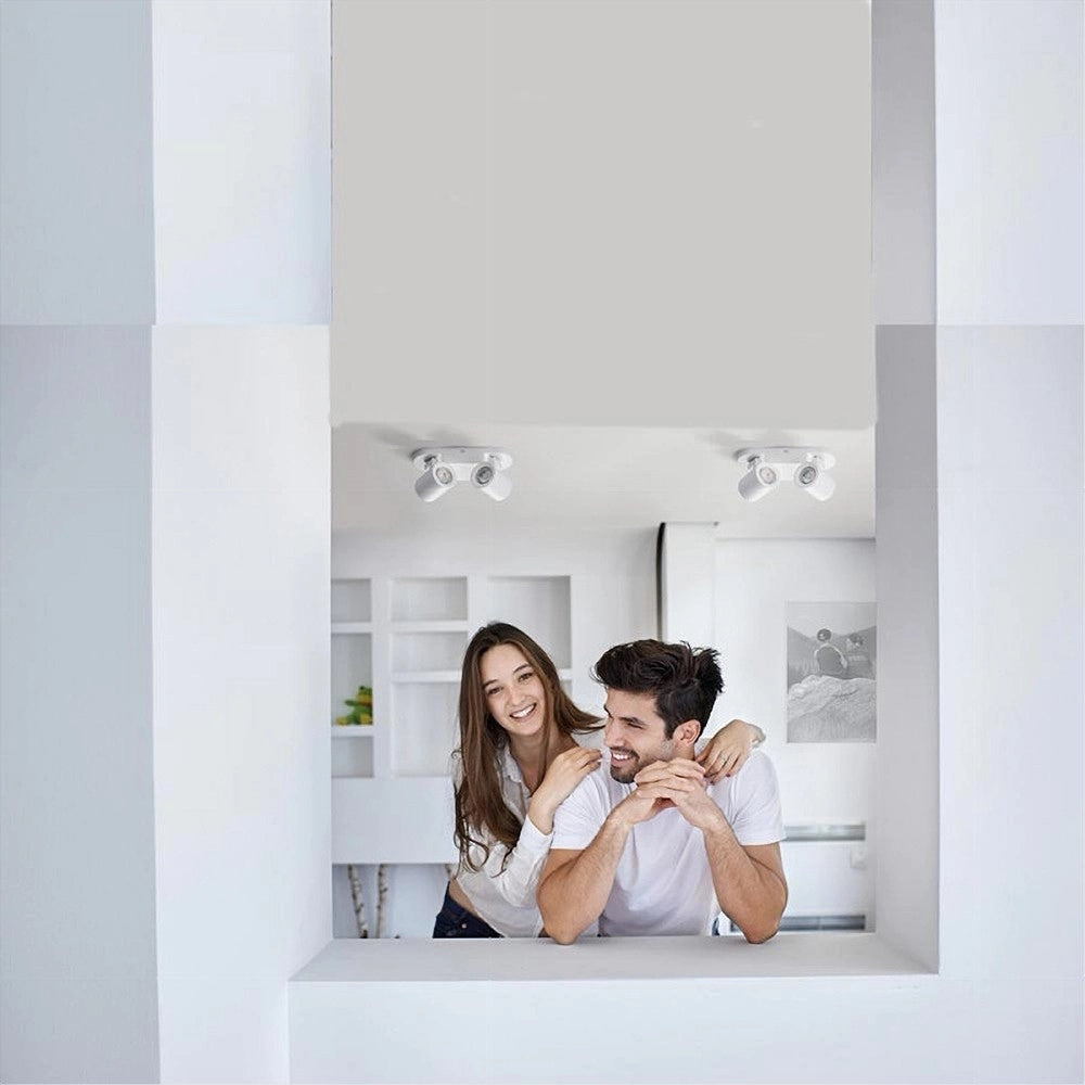 Trade Shop - Applique 2 Diffusori Orientabile Soffitto Parete Lampada Gu10 Bianco Nero Th8802 - Bianco