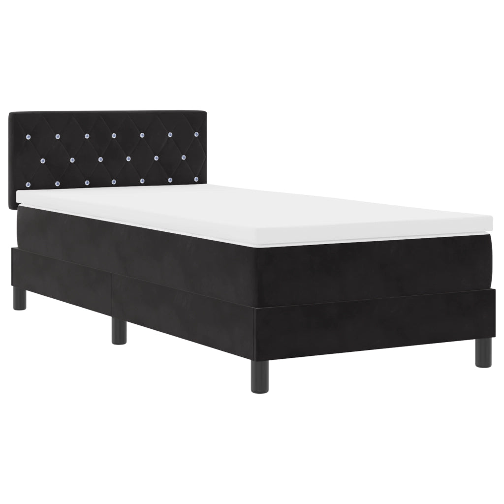 Letto a Molle con Materasso e LED Nero 100x200 cm Velluto