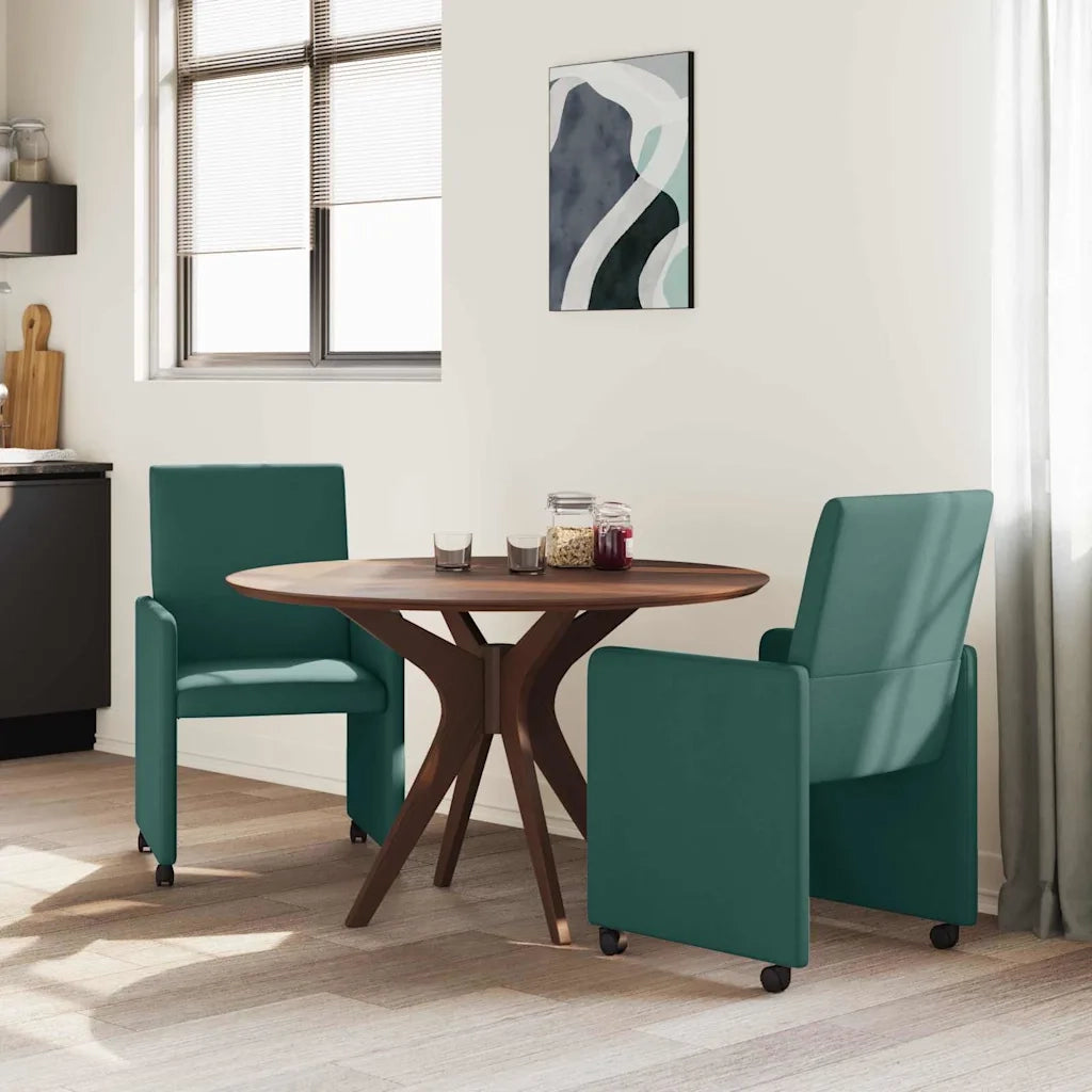 Sedie da Pranzo con Ruote 2 pcs Verde Scuro 57 x 66 x 94 cm 42017812
