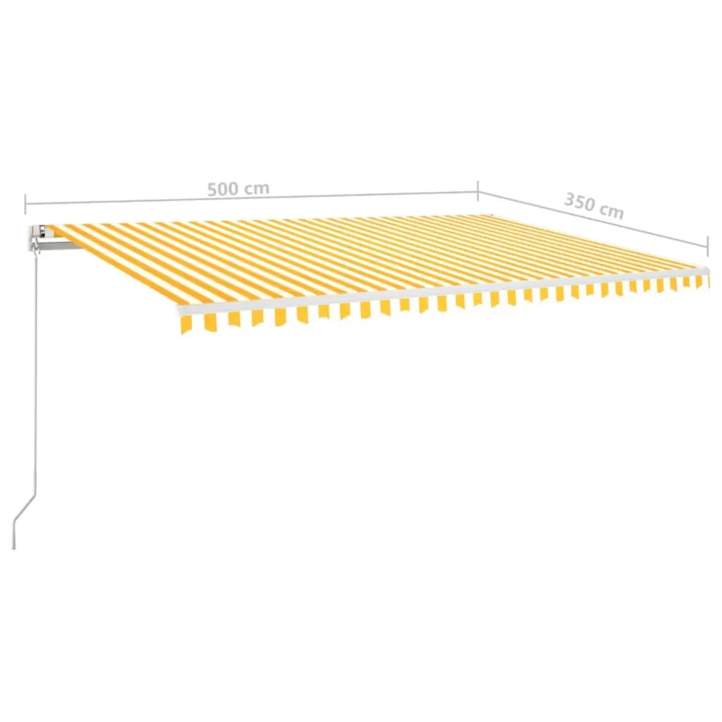 Tenda da Sole Retrattile Manuale LED 500x350 cm Gialla e Bianca cod mxl 43685