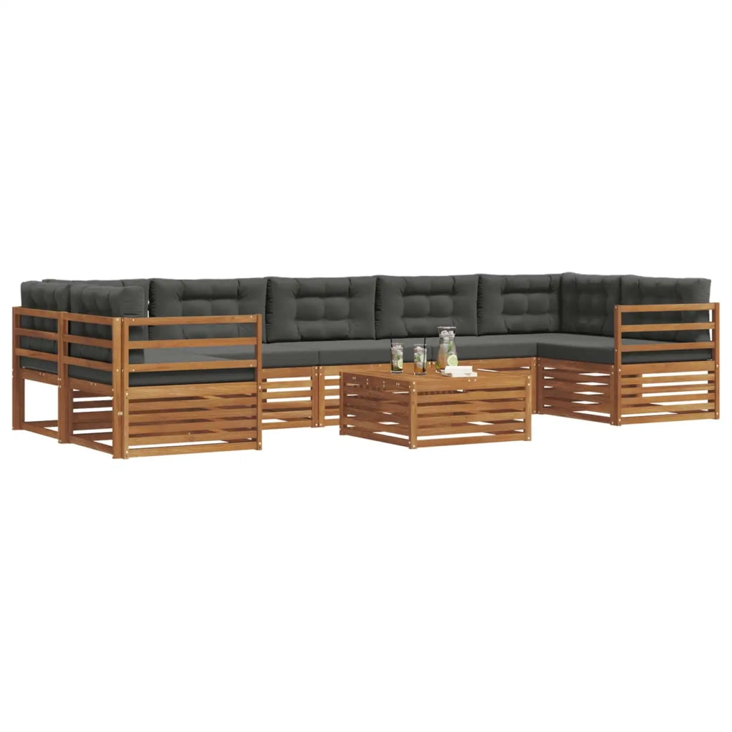 Set di divani da esterno con cuscino 8 pcs Naturale e Antracite
