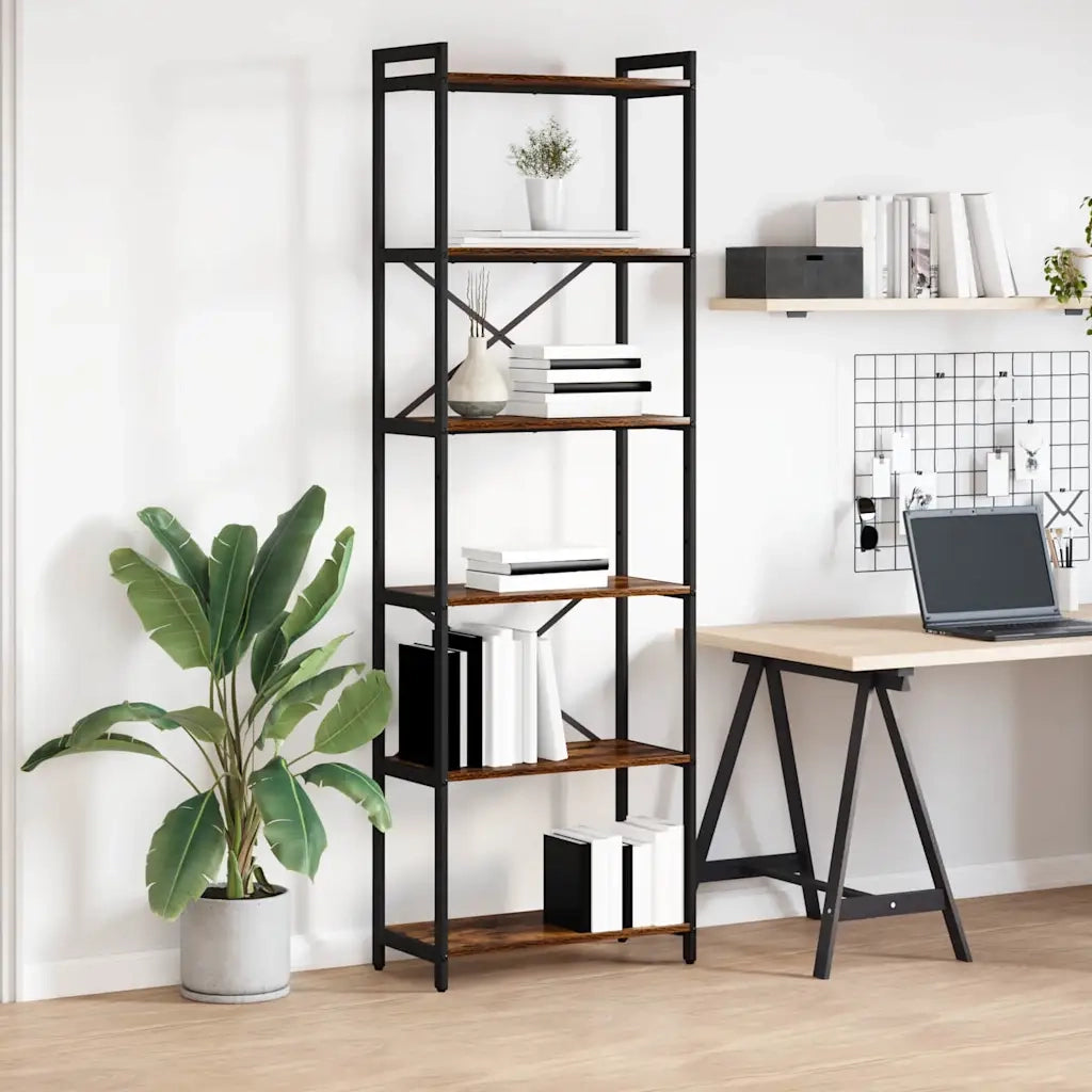 vidaXL Libreria Rovere fumo 60 x 30 x 188 cm Legno multistrato