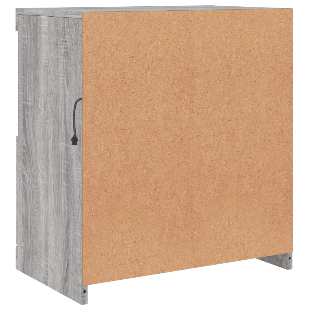 Credenza con Luci LED-Buffet-Armadio da cucina Grigio Sonoma 60x37x67 cm