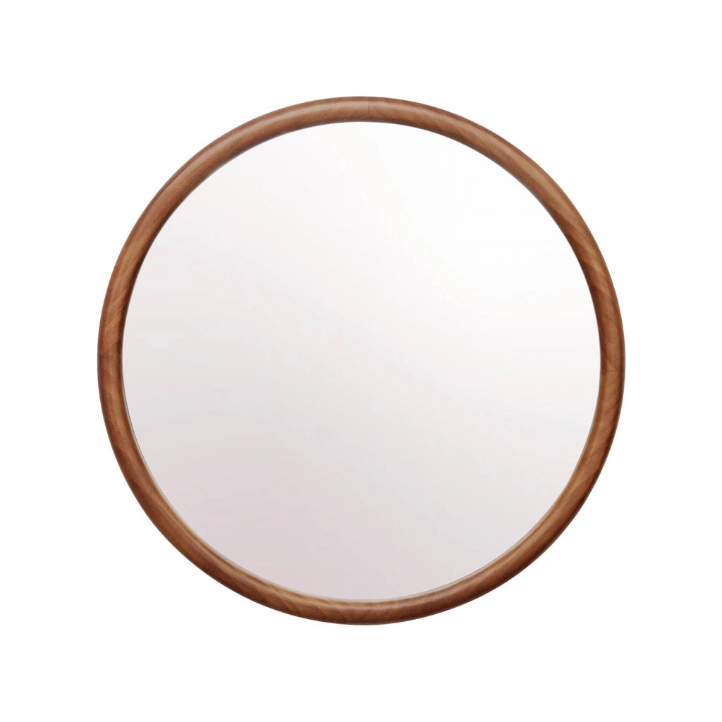 Specchio rotondo in legno di pino, 60cm, marrone