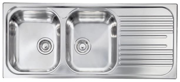 CM Atlantic 116 x 50 2V Lavello montato su piano Rettangolare Acciaio inossidabile