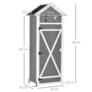 ARMADIO DA GIARDINO 78x52,5x182 cm Grigio Scuro in Legno con Tavolino Pieghevole
