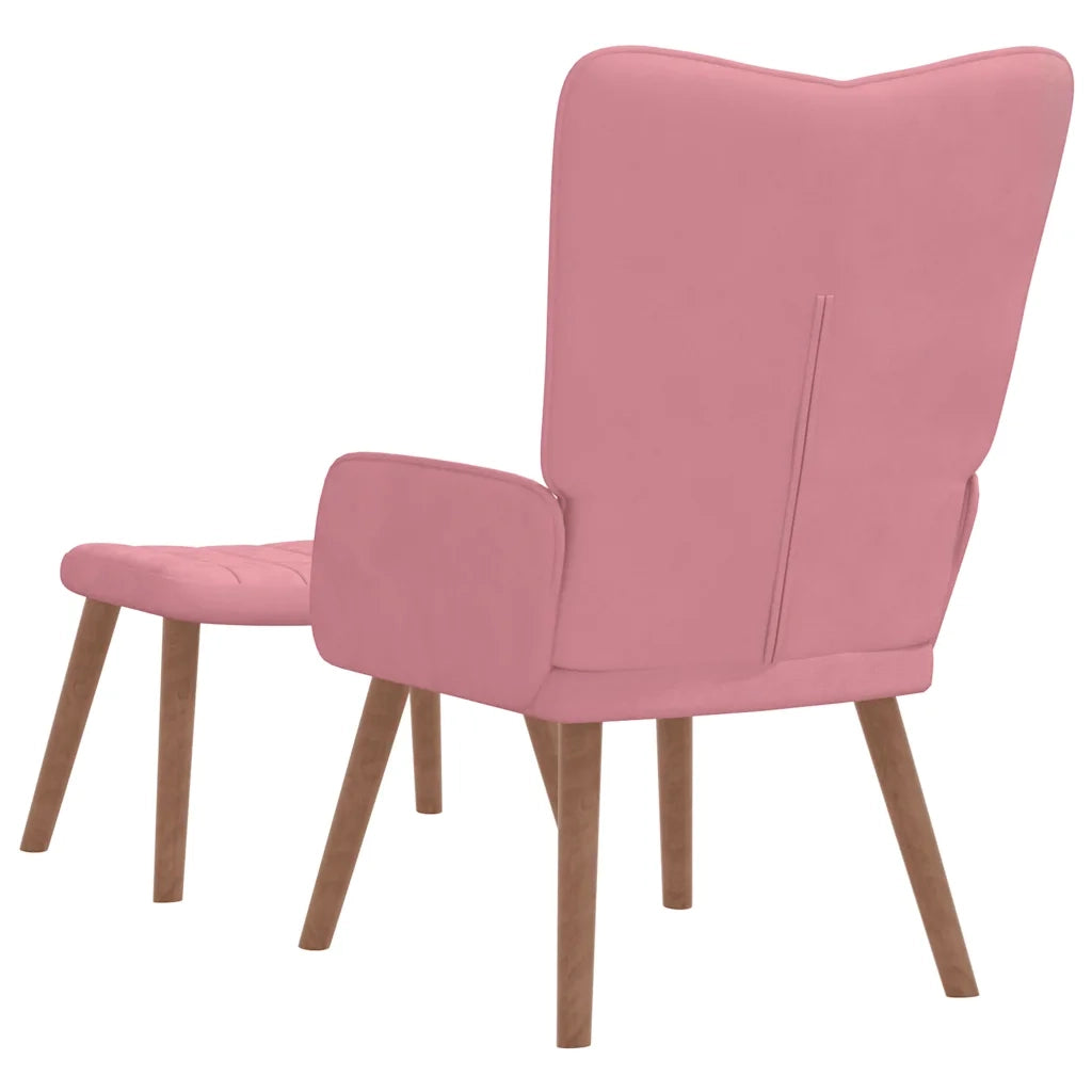 Poltrona Relax con Poggiapiedi Rosa in Velluto 327670