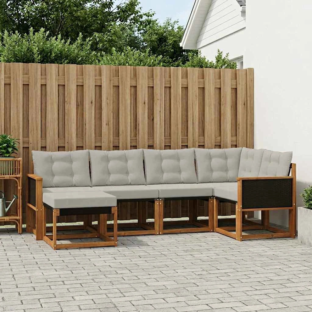 Set di divani da esterno 6 pz Naturale e Grigio Chiaro 3382055