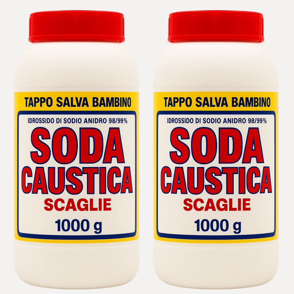 Soda caustica sporco ostinato in scaglie formato 1 kg pezzi 2