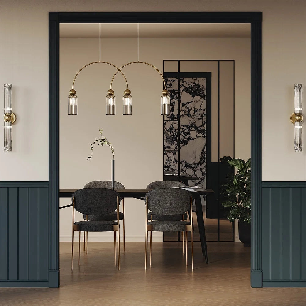 Maytoni Lampadario contemporaneo Antic 4 luci E14 oro metallo vetro grigio