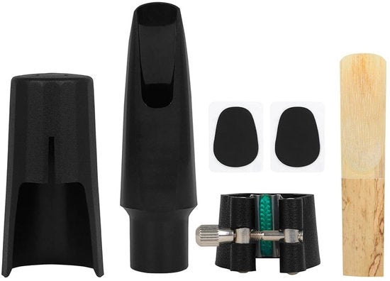 Set di accessori per sax tenore, set di legature per sax con legature in pelle, anelli di raccordo e valvole in plastica