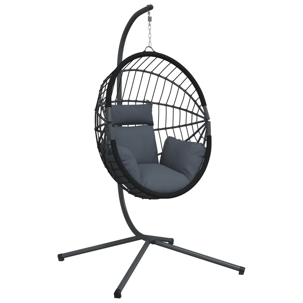 Sedia a Uovo Sospesa con Supporto Antracite Polyrattan/Acciaio CFW4270349
