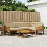 Set di divani da esterno con cuscino 5 pcs Naturale e Beige