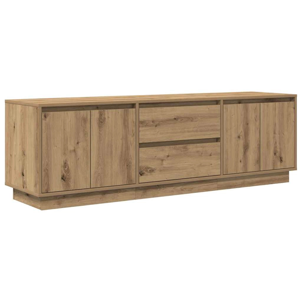 Mobile porta TV dal design elegante con illuminazione a LED e spazio di archiviazione 160,5 x 41 x 50 cm realizzato in legno di rovere ingegnerizzato finitura artigianale 02_0055837