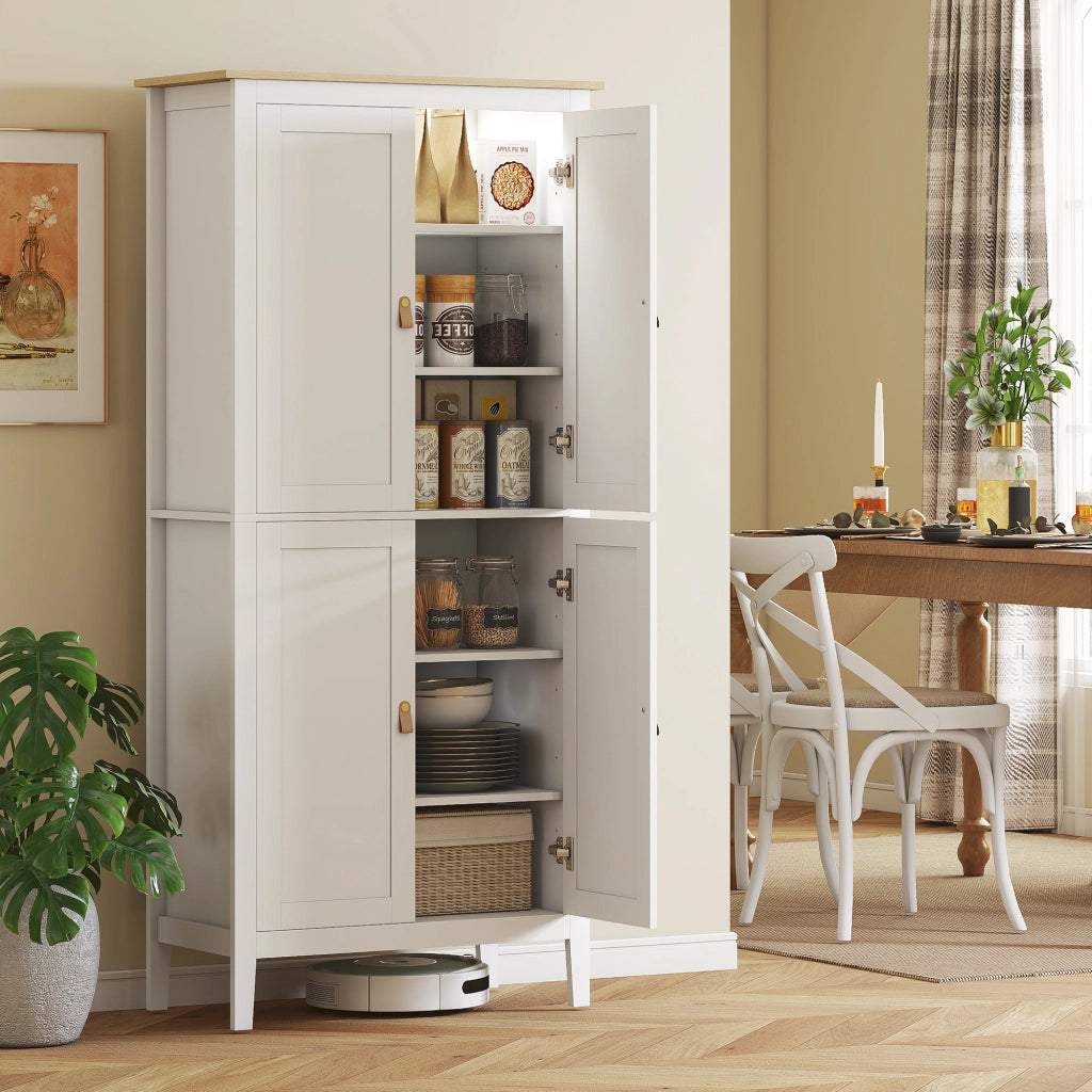 Credenza Cucina con Luce LED ¨C zephmum ¨C Bianco 177 cm