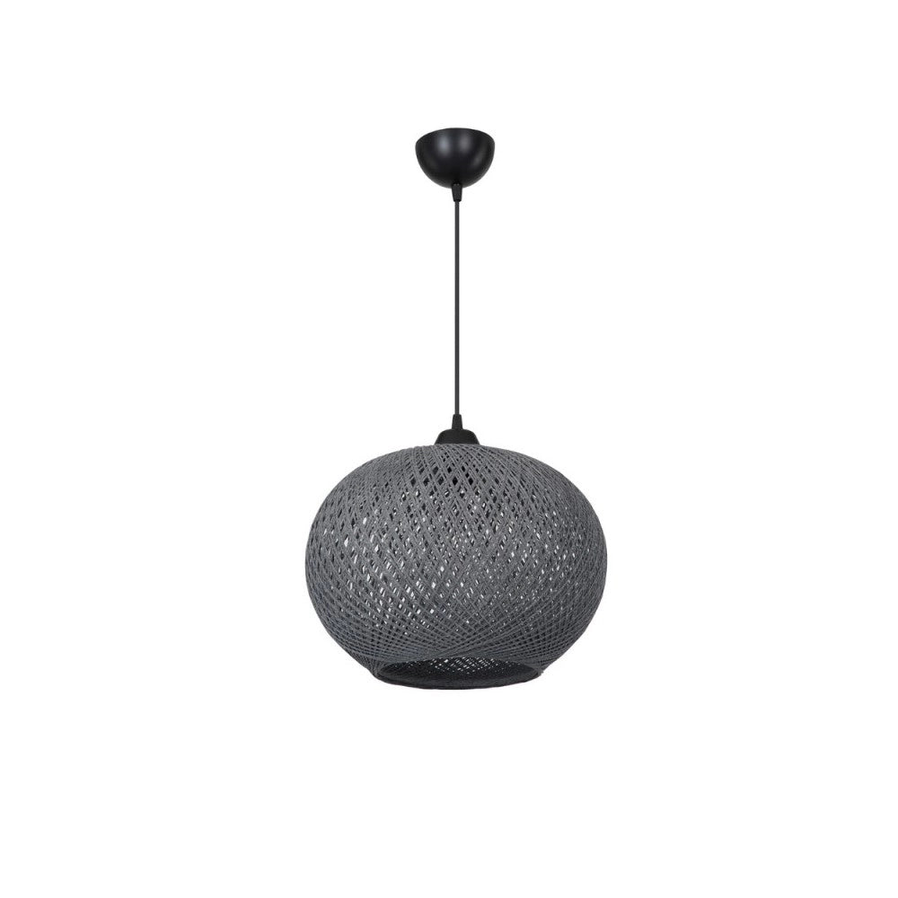 Lampada a sospensione con paralume in corda intrecciato antracite Yumak MDL4745