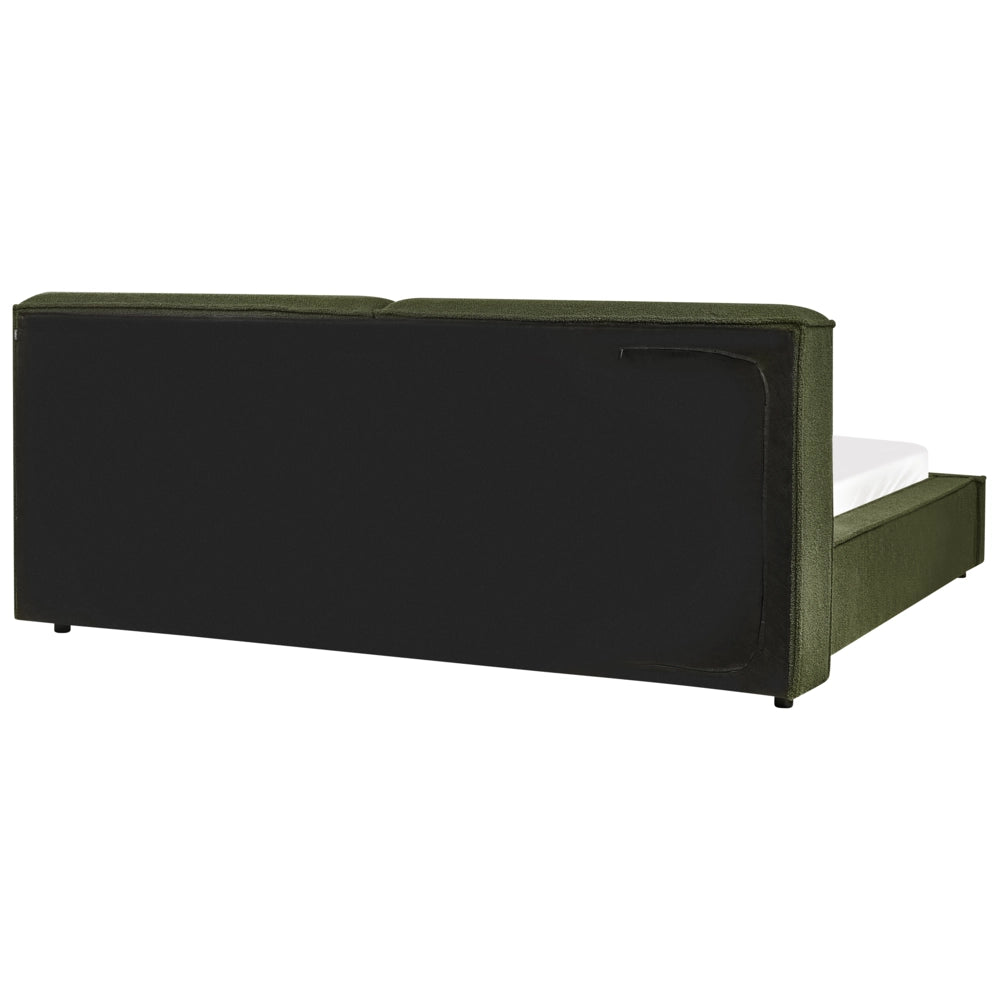 Letto matrimoniale in bouclé con struttura a doghe verde scuro 180 x 200 cm stile classico camera da letto