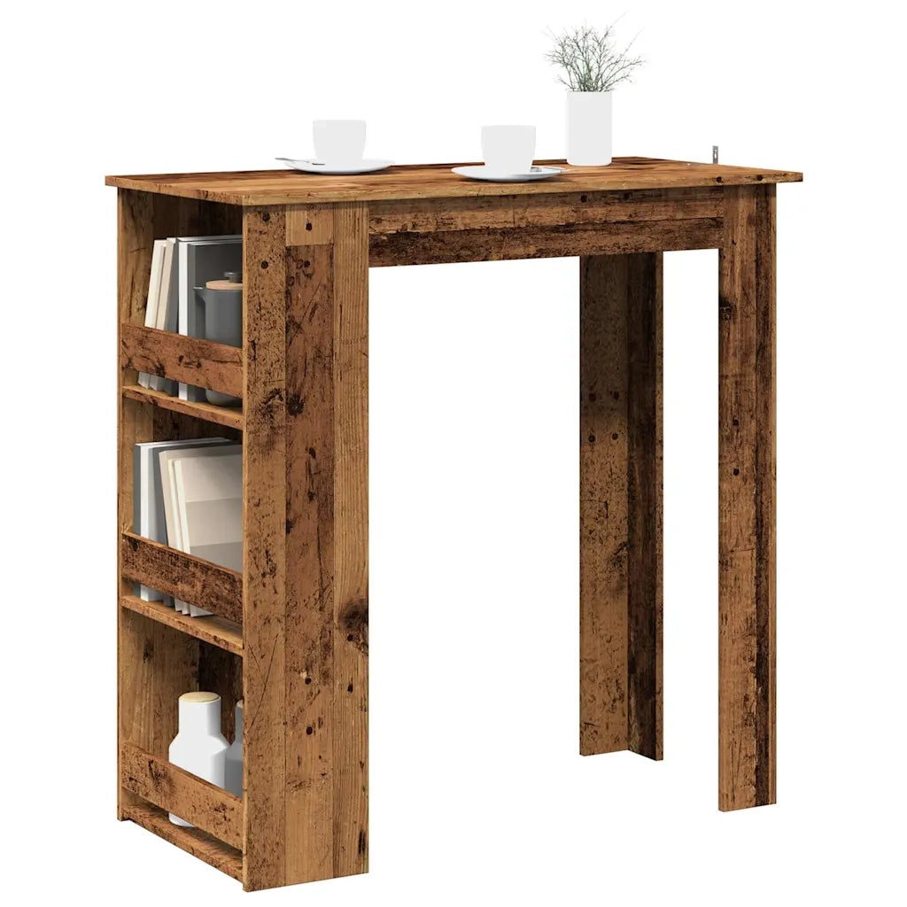 Tavolo da Bar con Ripiano Legno Antico 102x50x103,5 cm 856762