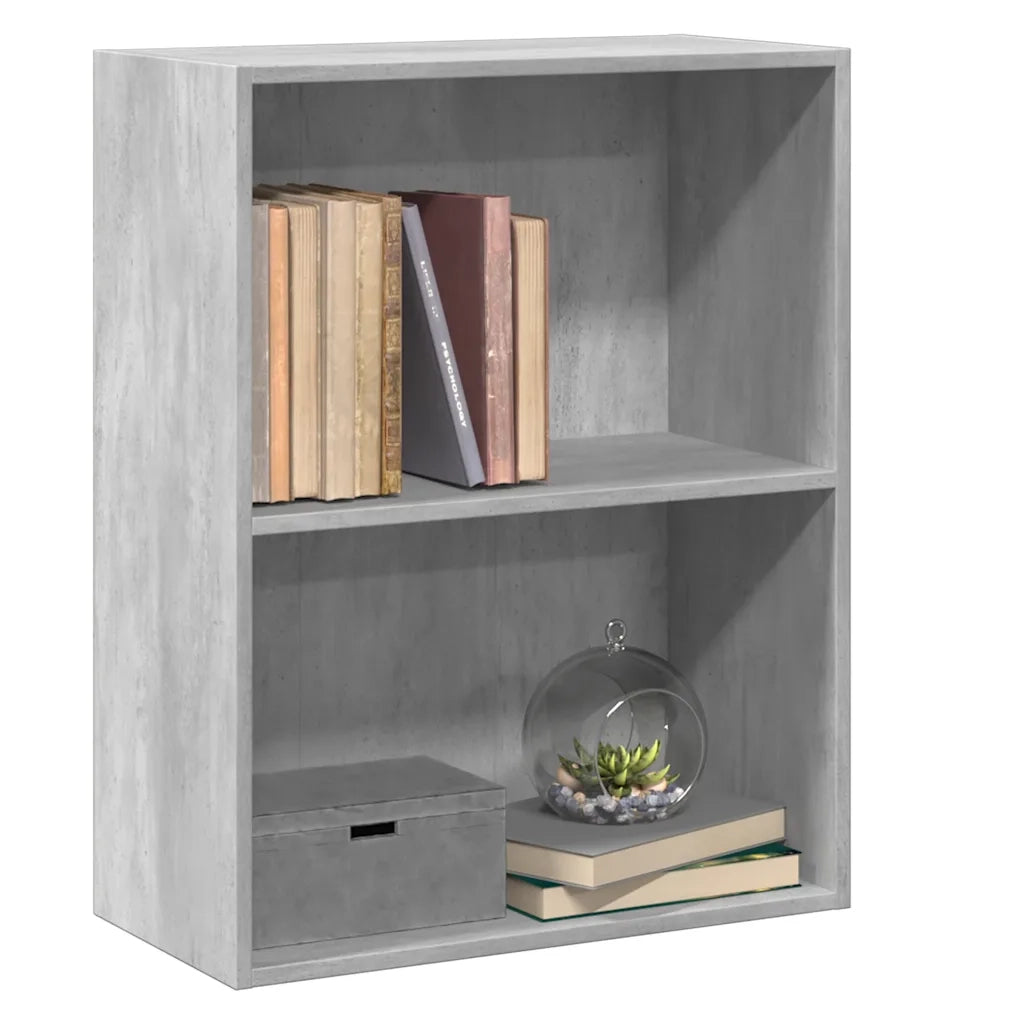 Libreria 2 Ripiani Grigio Cemento 60x30x76,5 Legno Multistrato 800967