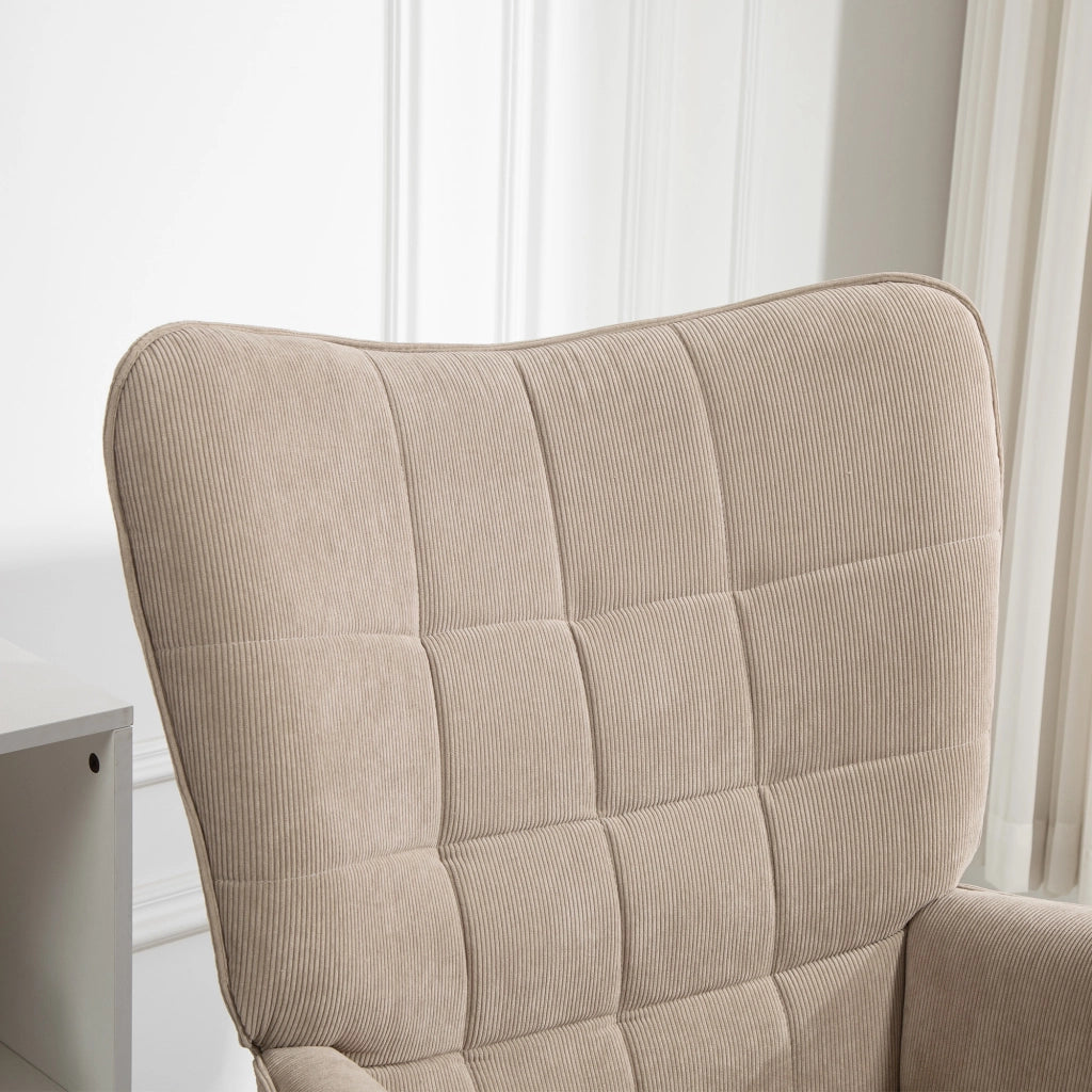 Poltrona Relax con Pouf ¨C Zephmum ¨C Tessuto Cord Marrone Chiaro