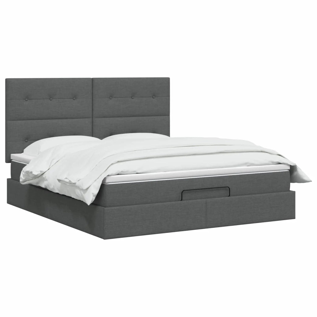 Letto ottomano con materasso Grigio Scuro 180 x 200 cm Tessuto 3457509
