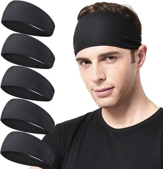 Set di 5 cinturini per capelli idrorepellenti per uomo, adatti per corsa, ciclismo, pallacanestro, yoga e fitness. Cinturini per capelli elastici unisex.