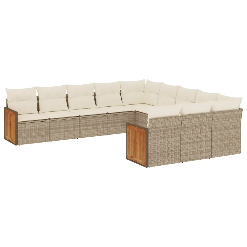 Set Divani da Giardino 11 pz con Cuscini Beige in Polyrattan 3260511