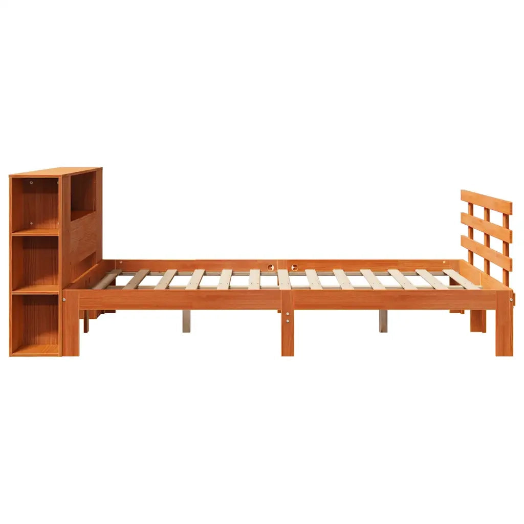 Letto Libreria senza Materasso Marrone Cera 140x190 cm in Pino 3322722