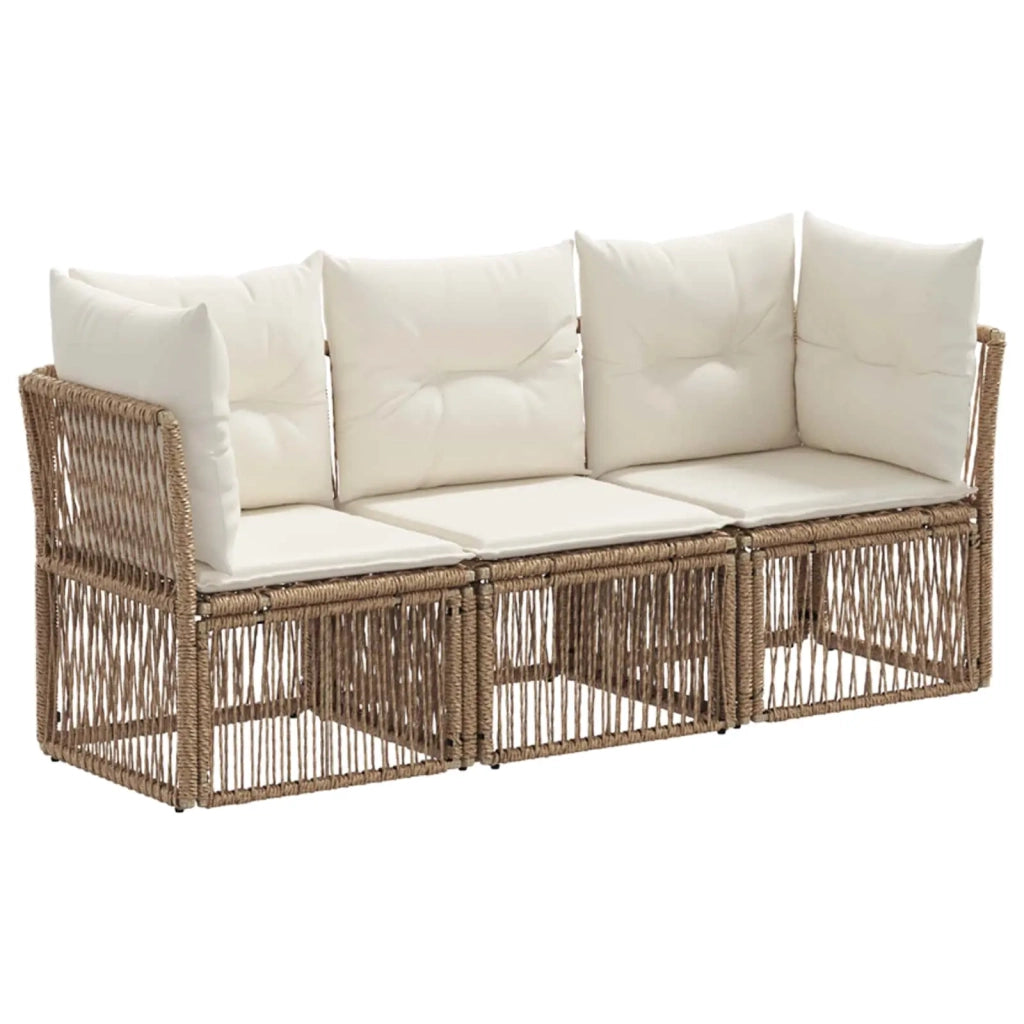 Set Divano da Giardino 3 pcs Beige polyrattan 3434124