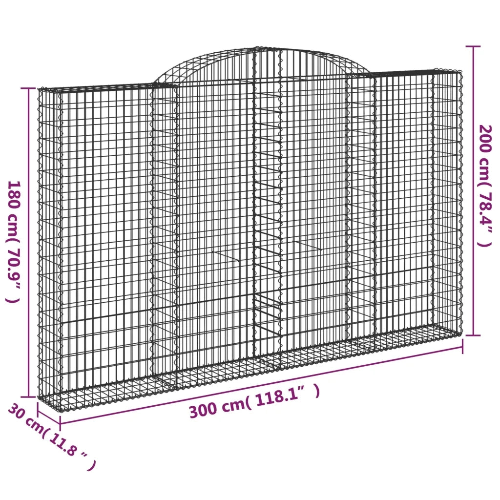 Cesto Gabbione ad Arco 300x30x180/200 cm Ferro Zincato 153509
