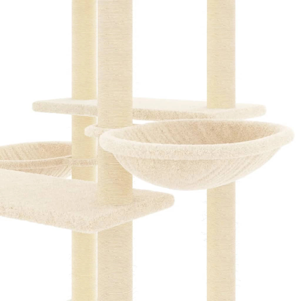 Tiragraffi per gatti torre per arrampicata giocattolo piattaforma per arrampicata con tiragraffi in sisal 133 cm crema 02_0022469