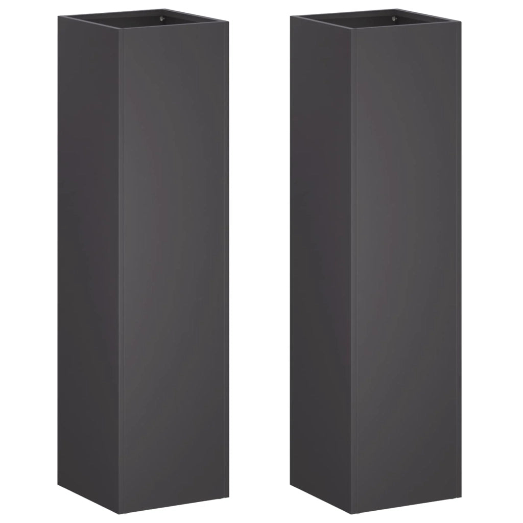 Vaso da giardino 2 pz Nero 20 x 20 x 75 cm 8005317