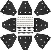 Set di connettori T-sleuf - 8 piastre angolari - 40 viti M5 - 40 viti a testa a 6 facce M5x8mm - Lega di alluminio - Per profili serie 2020 - Connettore di profilo