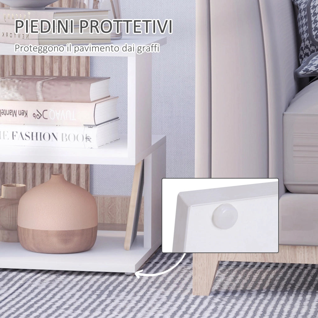 Tavolino da Caffè 2 Ripiani Design Moderno Legno Bianco 40x40x43 cm