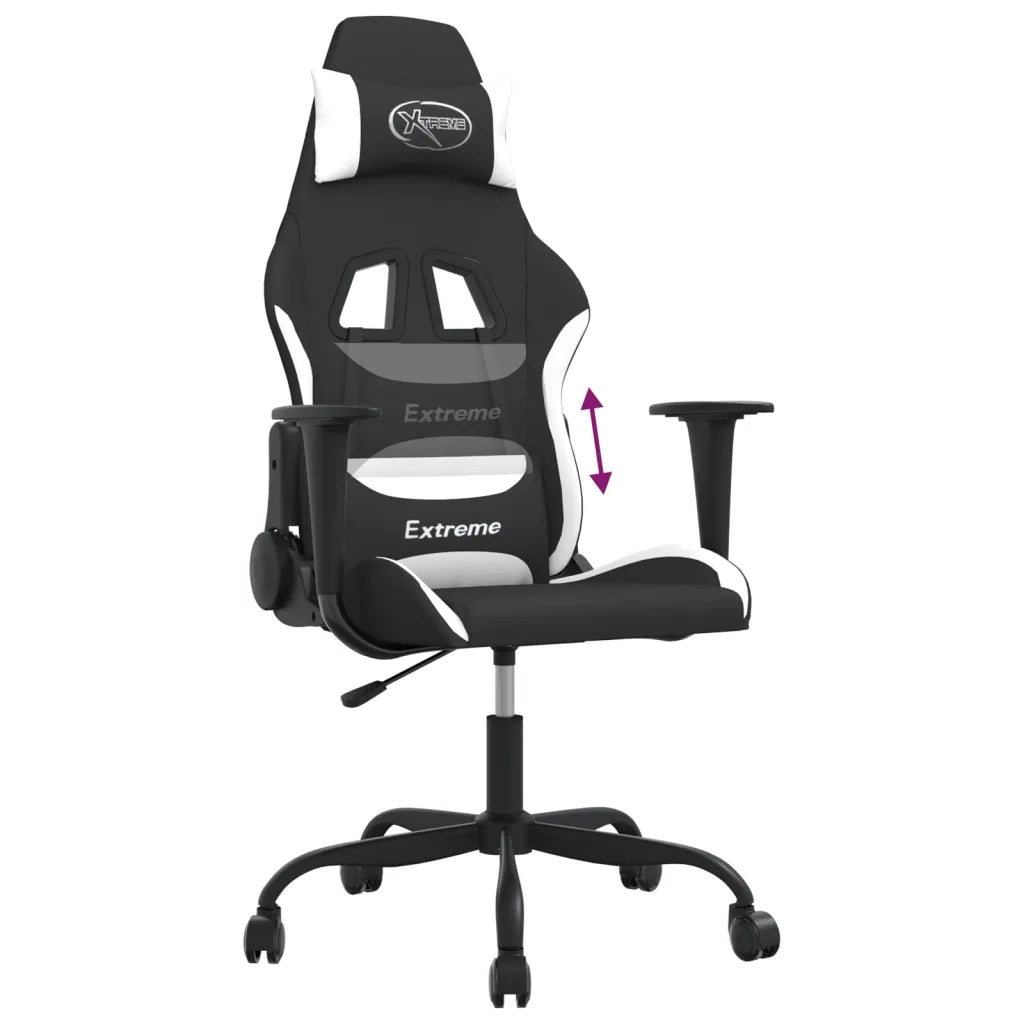 Sedia da Gaming Nero e Bianco in Tessuto cod mxl 77363