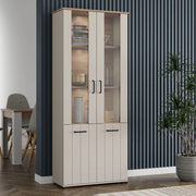 Mobile Espositore Tadas, Vetrina 4 Ripiani, 79x36x191h cm Bianco Crema